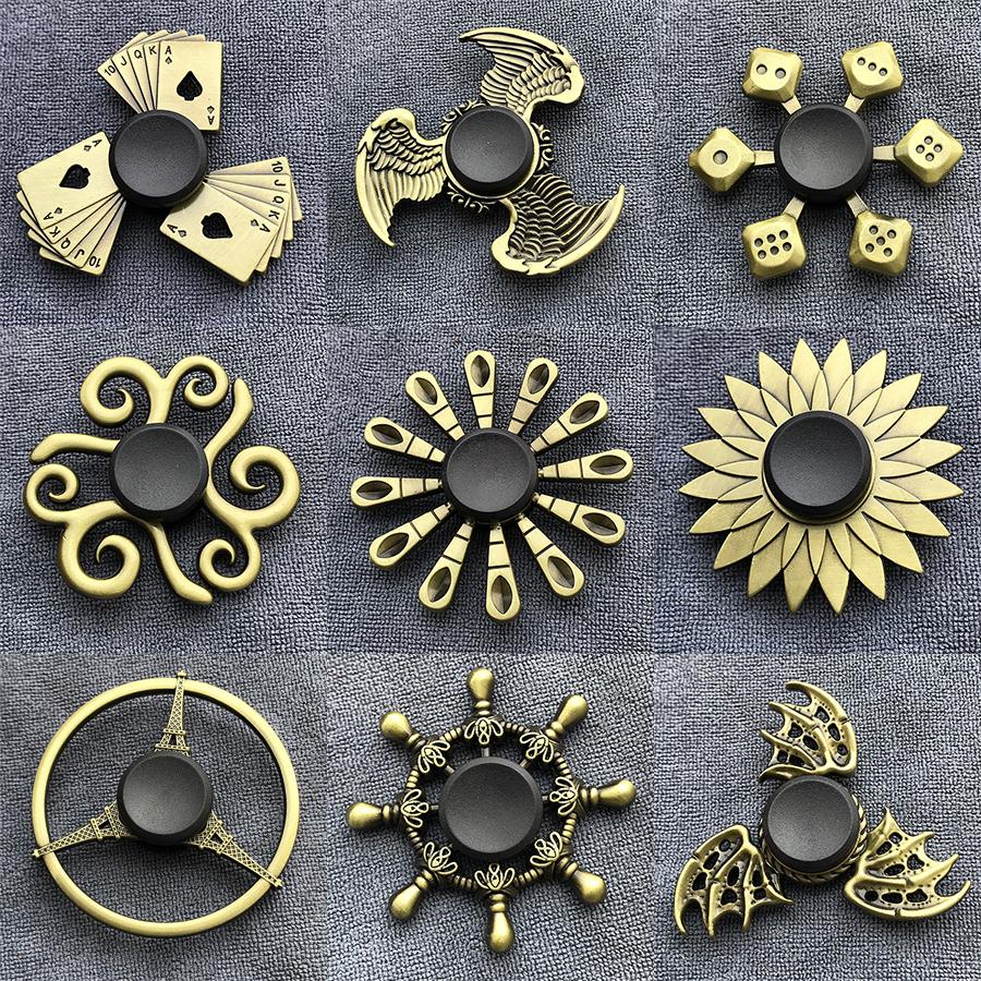 

Fidget Finger Spinner Antique Brass Color Alloy Metal Hand Spinner Stress Relief Decompression Toy For Kids Adults Funny Gifts