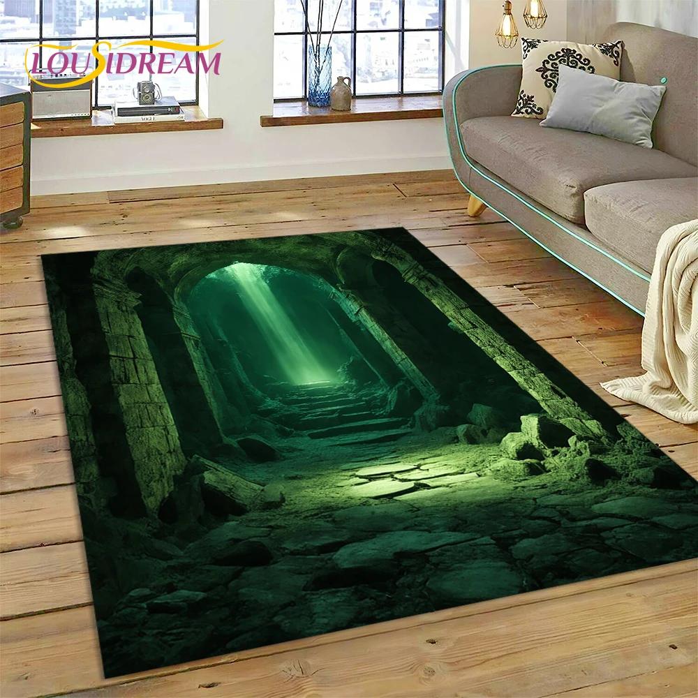 Illusion God's Temple Door Gate Carpet Rug for Living Room Bedroom Home Sofa Decoration,Kids Play Rug Floor Mat