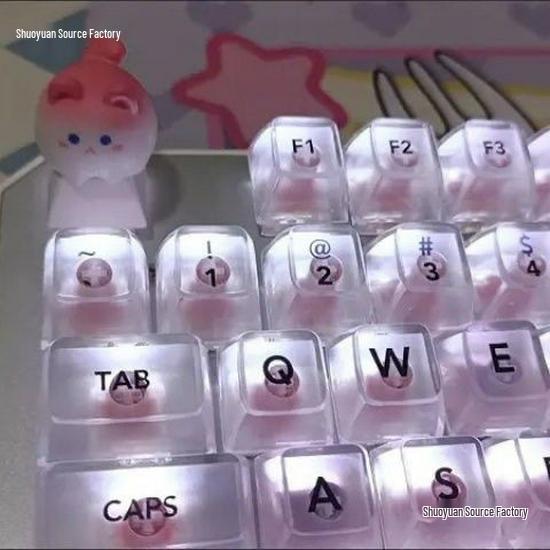 Adorable Creative 3D Cat Keycaps for Girls - Pink Cartoon Animal Design