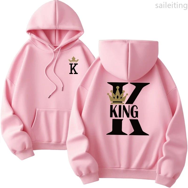 Queen King Print Pullover Woman Fall Winter New Arrival Couples Sweatshirts Home Outdoor Comfort Warm Casual Hoodies Aesthetic