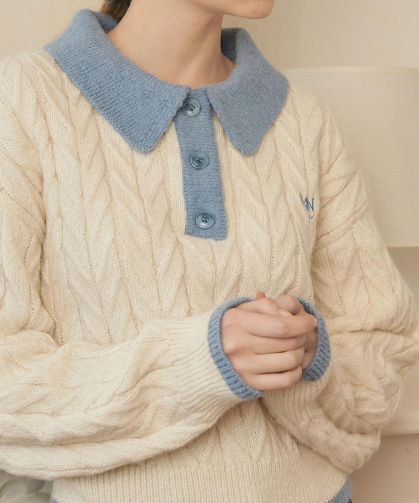 MICANE Dazzling Wool Twist Collar Knit