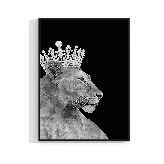 Lion Family Crown Print Canvas Painting Gallery Grade Wall Decor Posters Abstract Animal Autograph Black and White Pictures Gift