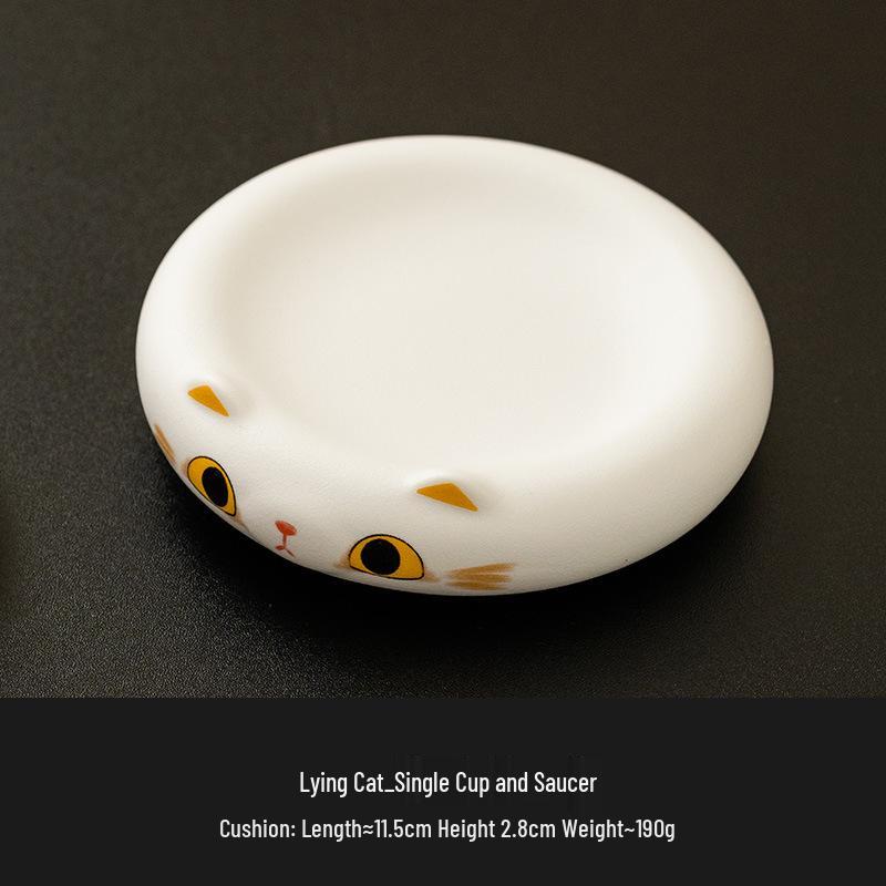 Cat-Themed Ceramic Coffee Mug & Saucer Set for Women