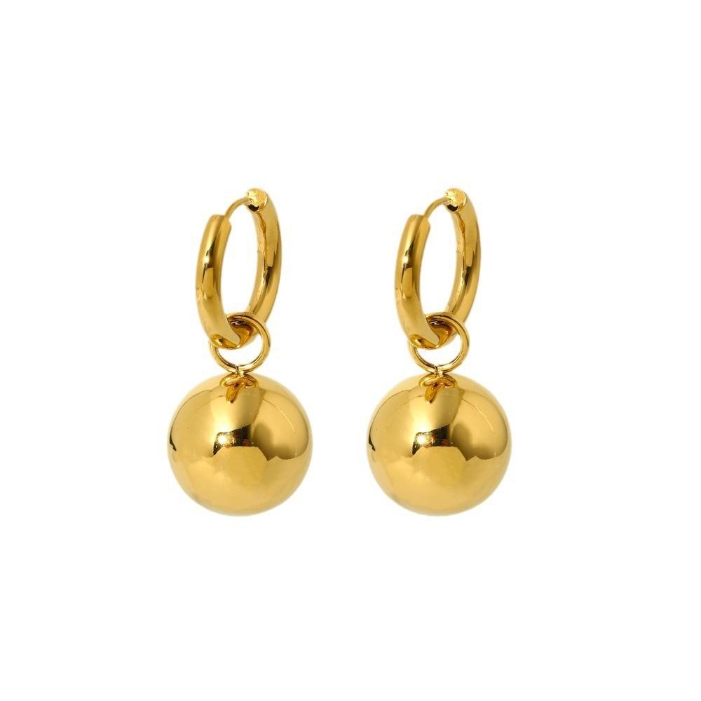 European and American ins light luxury high-end gold ball pendant earrings plated 18k gold stainless steel fashion earrings earrings women
