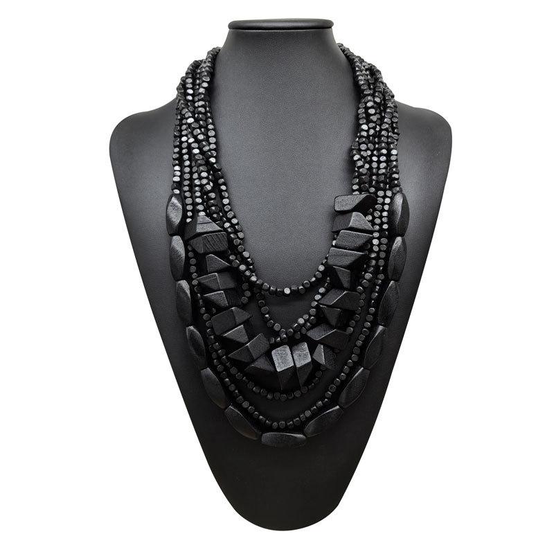 

Неправильной формы цветное ожерелье из деревянных бусин, горячо продаваемый персонализированный модный аксессуар, богемные многослойные чокеры из деревянных бусин