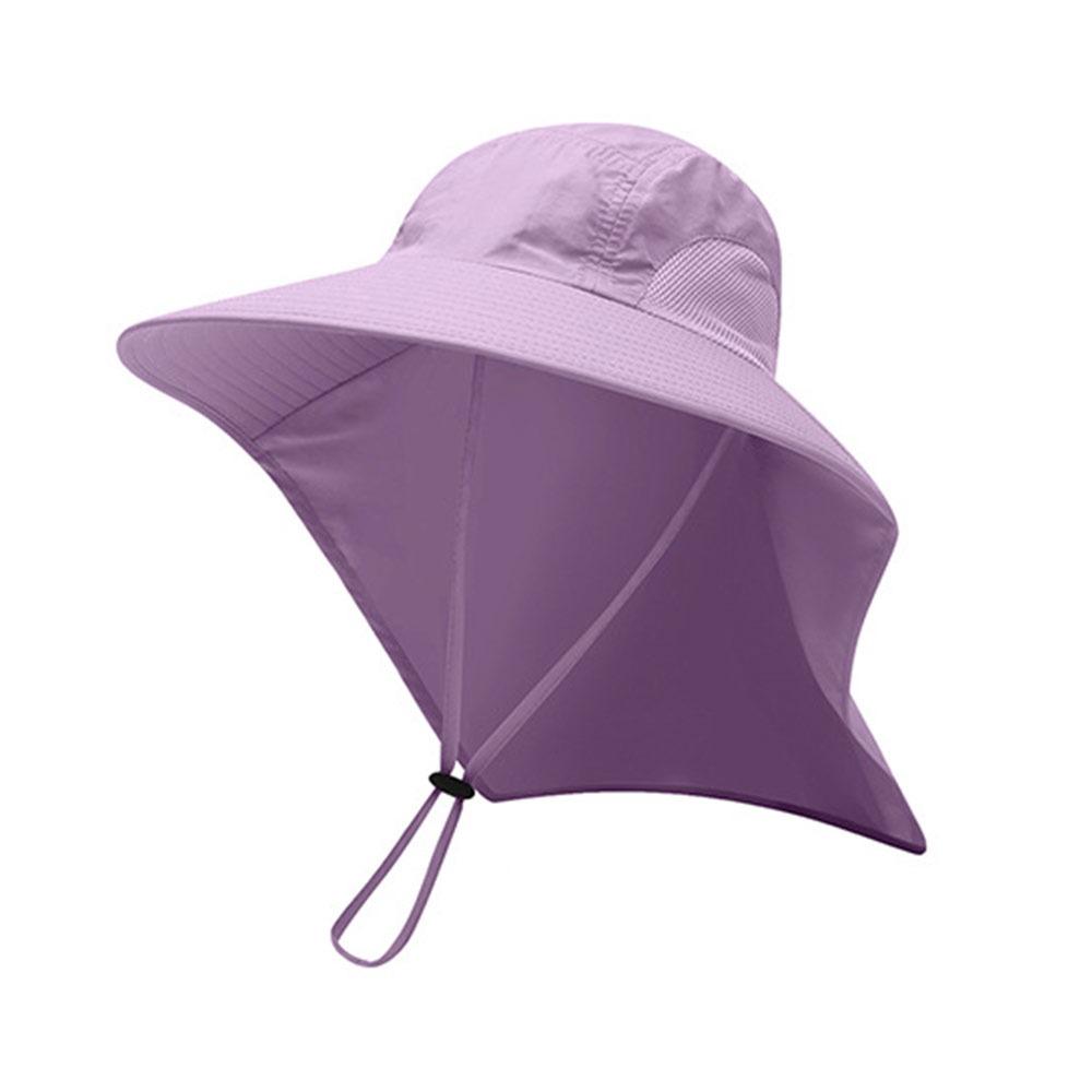 New Wide-brimmed Fishing Cap UV-protective Shawl Hiking Hat Adjustable Sun Protection Hats фиолетовый