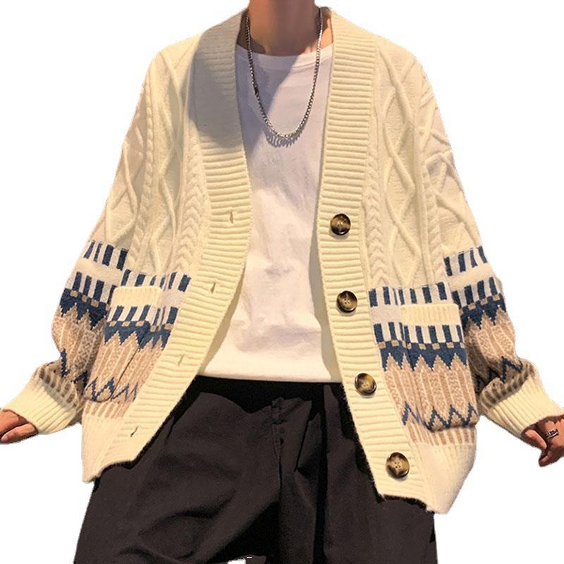 Men's Oversized Knitted Cardigan Sweater - Autumn/Spring Long Sleeve Fashion Top