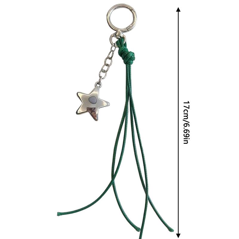 Leather Braided Rope Keychain Star Charm Pendant Keyring  Simple All-Matching Bag Decoration Jewelry Accessories
