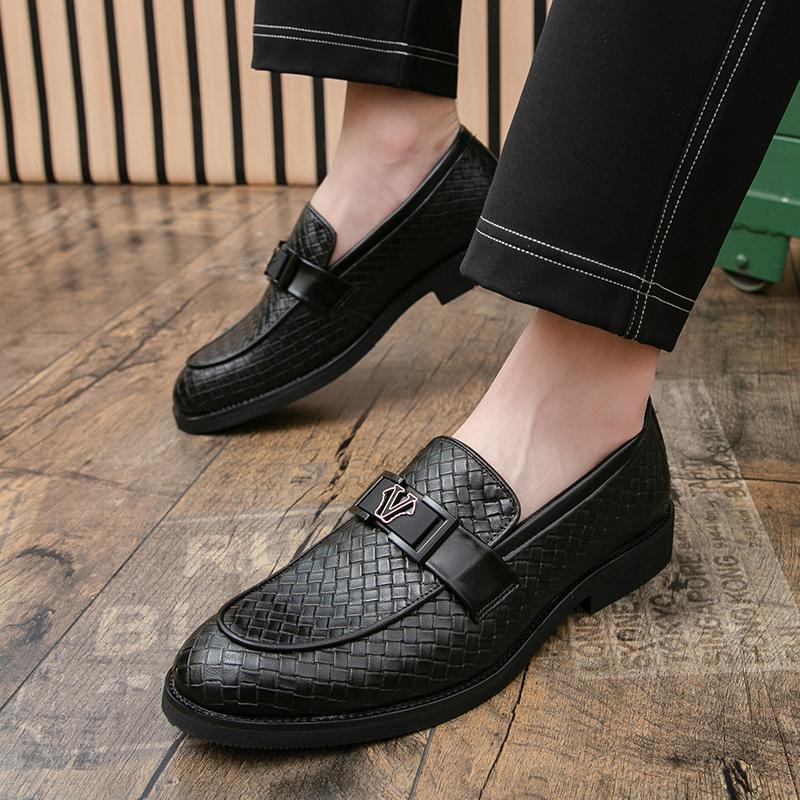Men Business Casual Loafers Slip-On Dress Shoes Comfortable Leather Office Shoes Gentlemen Formal Non-Slip Penny Driving Shoes
