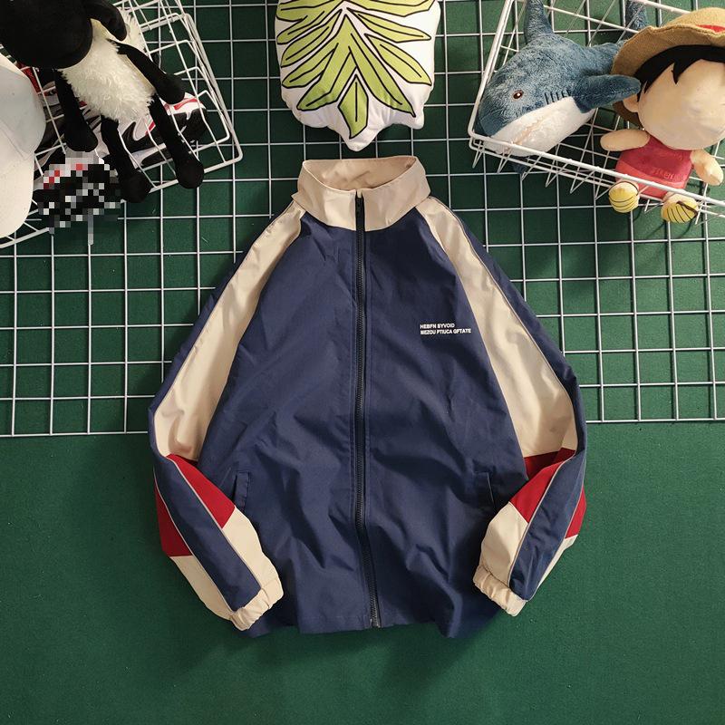 

Куртка мужская High Street лоскутный принт ветровка пальто женская весна лето тонкая модная куртка колледжа M синий