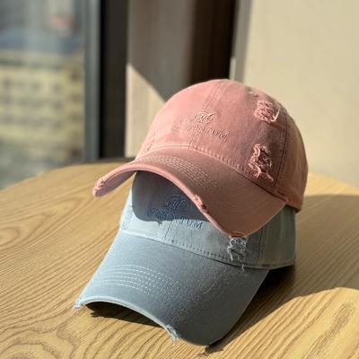 New Retro Trendy Brand Edging Holes Letter Embroidery Baseball Cap Women's Street Fashion Big Head Circumference Cap