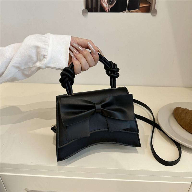 Women Simple Solid Color Bowknot Fashion Casual Crossbody Small Square Bag
