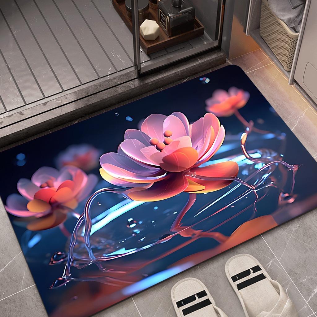 Europe Style 3D Effect Flowers Carpet Living Room Sofa Bedroom Bedside Study Entrance Door Rug Non-slip Light Luxury Decor Mat