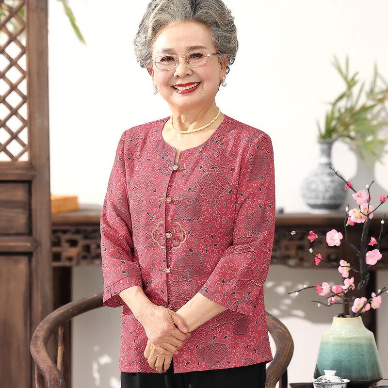 Datang Furen Elderly Women's Summer Breathable Blouse Set