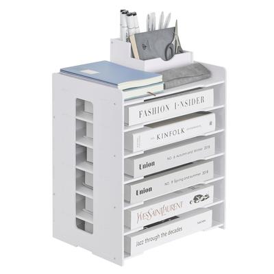 VECELO Desktop Storage Rack, A4 File Rack, Assembled Desk Organizer, Holds Newspapers, Magazines, Folders, Documents, Letter Cases, and Other Desk