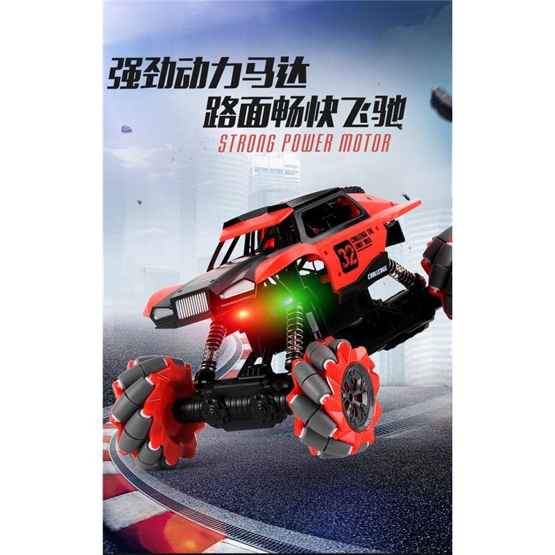2.4G 4WD RC Stunt Car, Lateral Drift Climbing Off-Road Truck with Watch Remote & LED Light for Kids