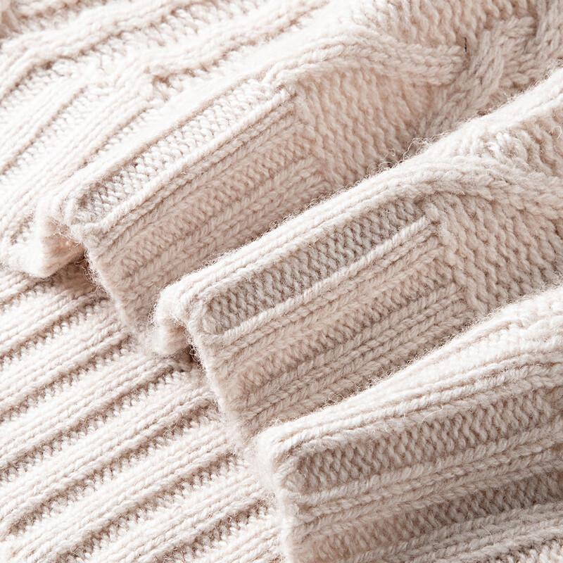 Women's Thickened Pure Wool Cable Knit Semi-High Neck Sweater