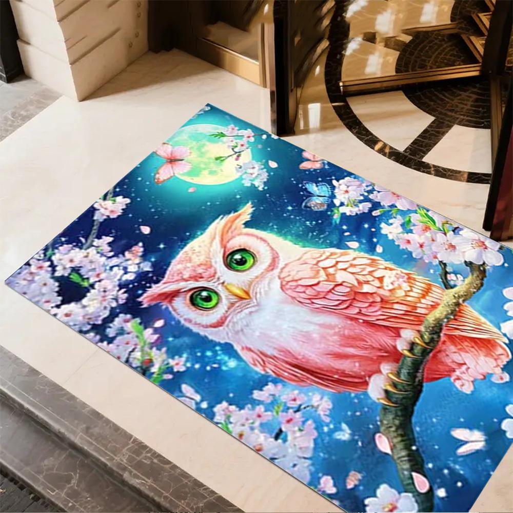 1pc Home Carpet wolf crescent moon non-slip design for bedroom living room office decor gift