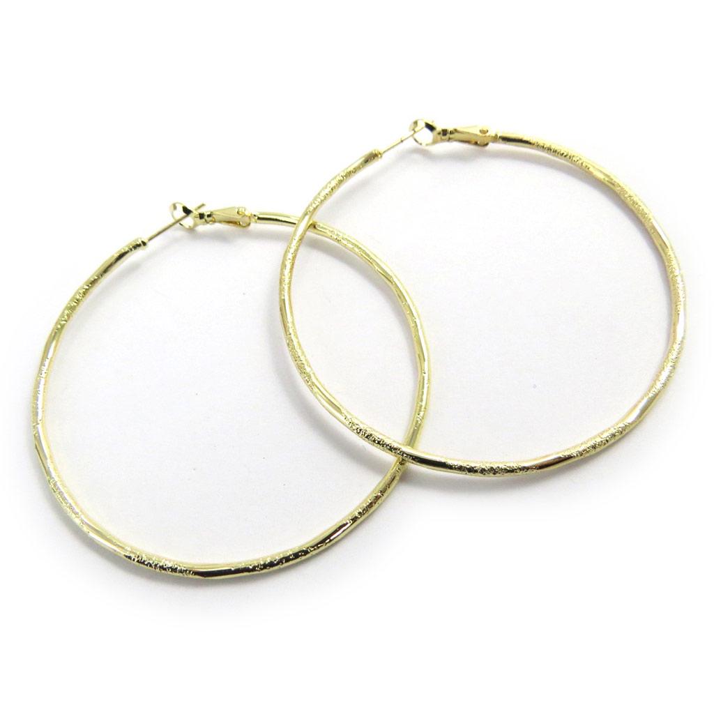 Les Trésors De Lily [L9570] - Gold Double 'Choréographie' Hoop Earrings Ø 60 Mm