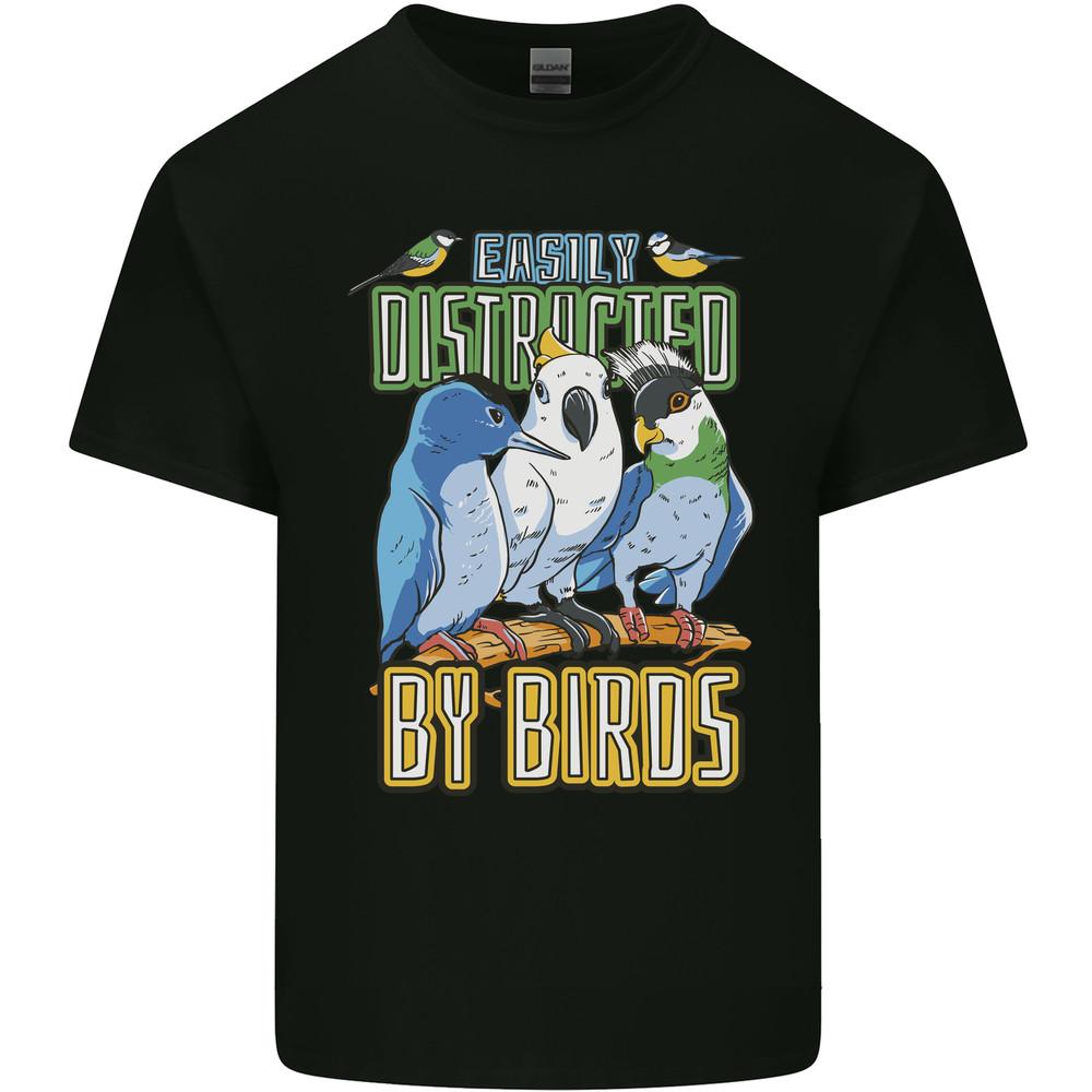 Easily Distracted by Bird Watching Mens Light Cotton T-Shirt Unisex T-Shirt M