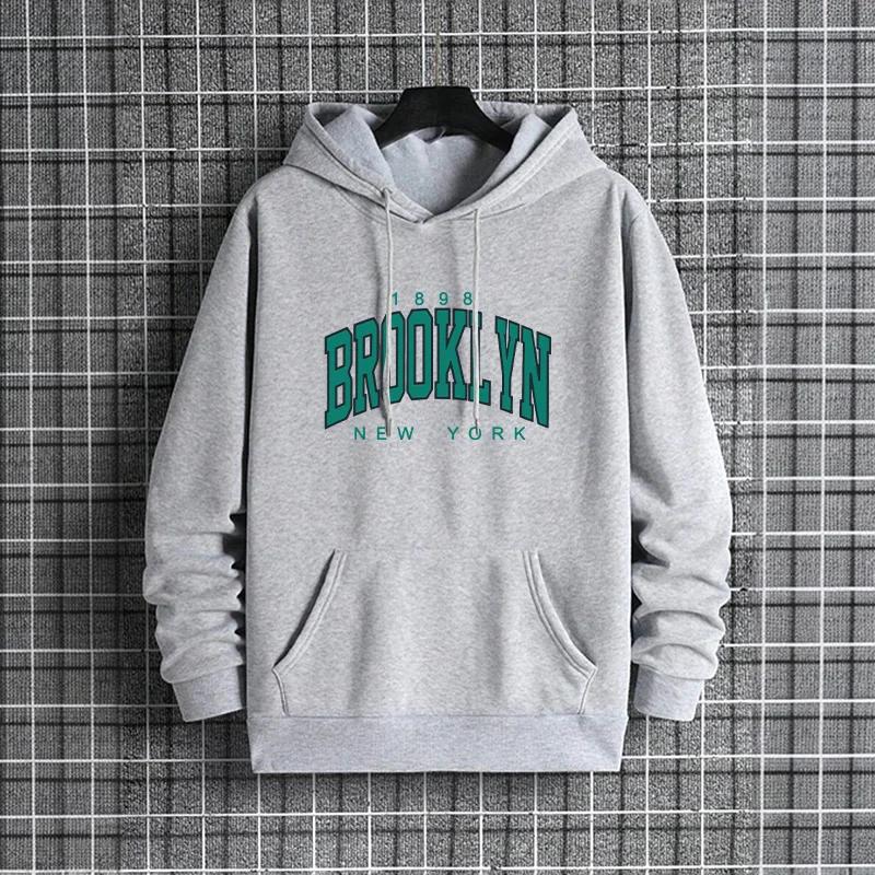 Male Hip Hop Casual Trendy Hoody Autumn Winter Outerwear Brooklyn Printed Men Hoodies Urban Streetwear Fashion Hooded Sweatshirt