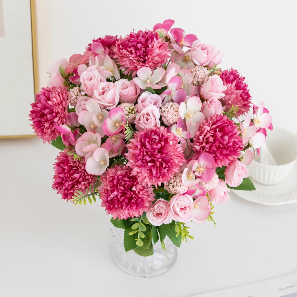 Artificial Flowers Rose chrysanthemum Silk Wedding Home Room Vase Valentine's Day Wreath garden party Diy gift Decora Hot sales