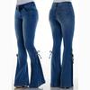 Autumn Women's Casual Mid-waist Tie Denim Trousers