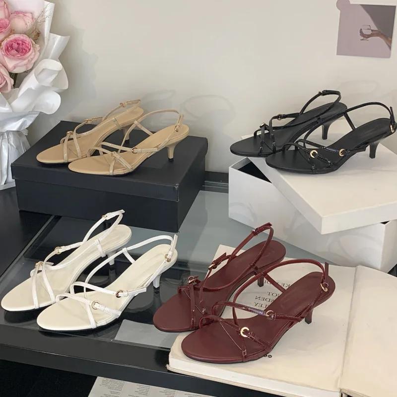 Summer Fashion Gladiator Narrow Band  Open Toe Women Sandals Thin Low Heel Party Shoes Zapatos De Mujer