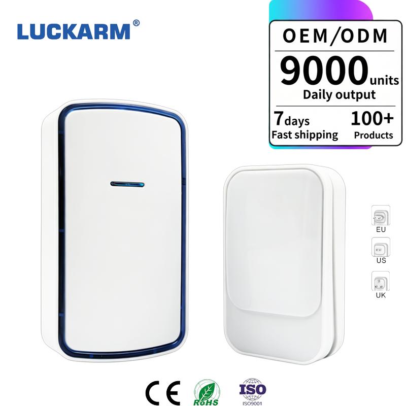Household Modern Design White ABS Plastic Wireless Door Battery Free Bell Plug IP68 Waterproof White Door Bell белый