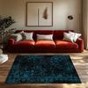 Navy Blue Geometric Bohemian Rug, Modern Pattern Non-Slip Carpet, Cozy Living Room Mat for Scandinavian Decor