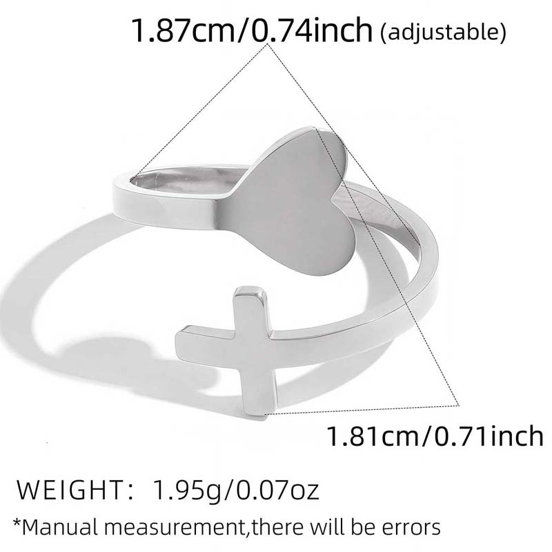 Stainless Steel Metal Love Heart Open Rings For Women minimalist Gold Color Adjustable Finger Rings Zircon Valentine s Day Gift медный