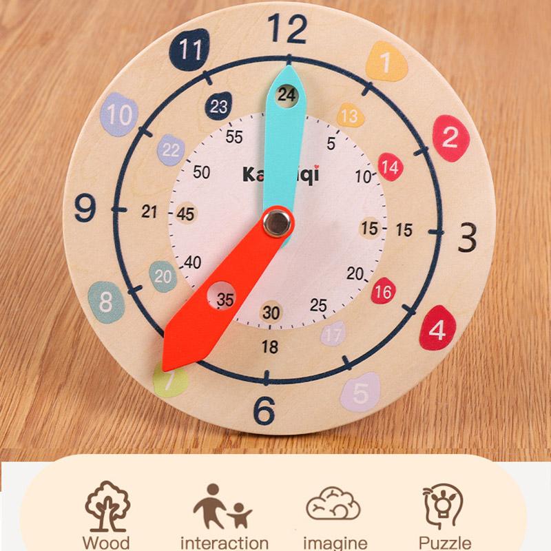 1PCS Wooden Clock Children Educational Toys Hour Minute Cognition Colorful Clocks Toys Kids Early Preschool Teaching Aid