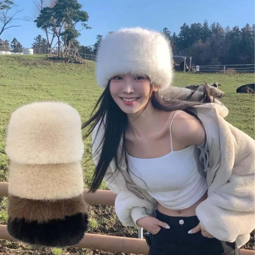 Warm Fisherman Hat Plush Mongolian Cap Fashion Snow Ski Cap  Women