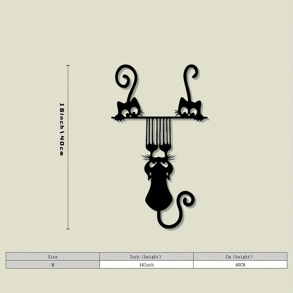 Falling Cat Metal Wall Art Halloween Gift Modern Home Garden Decor Laser Cut Sculpture