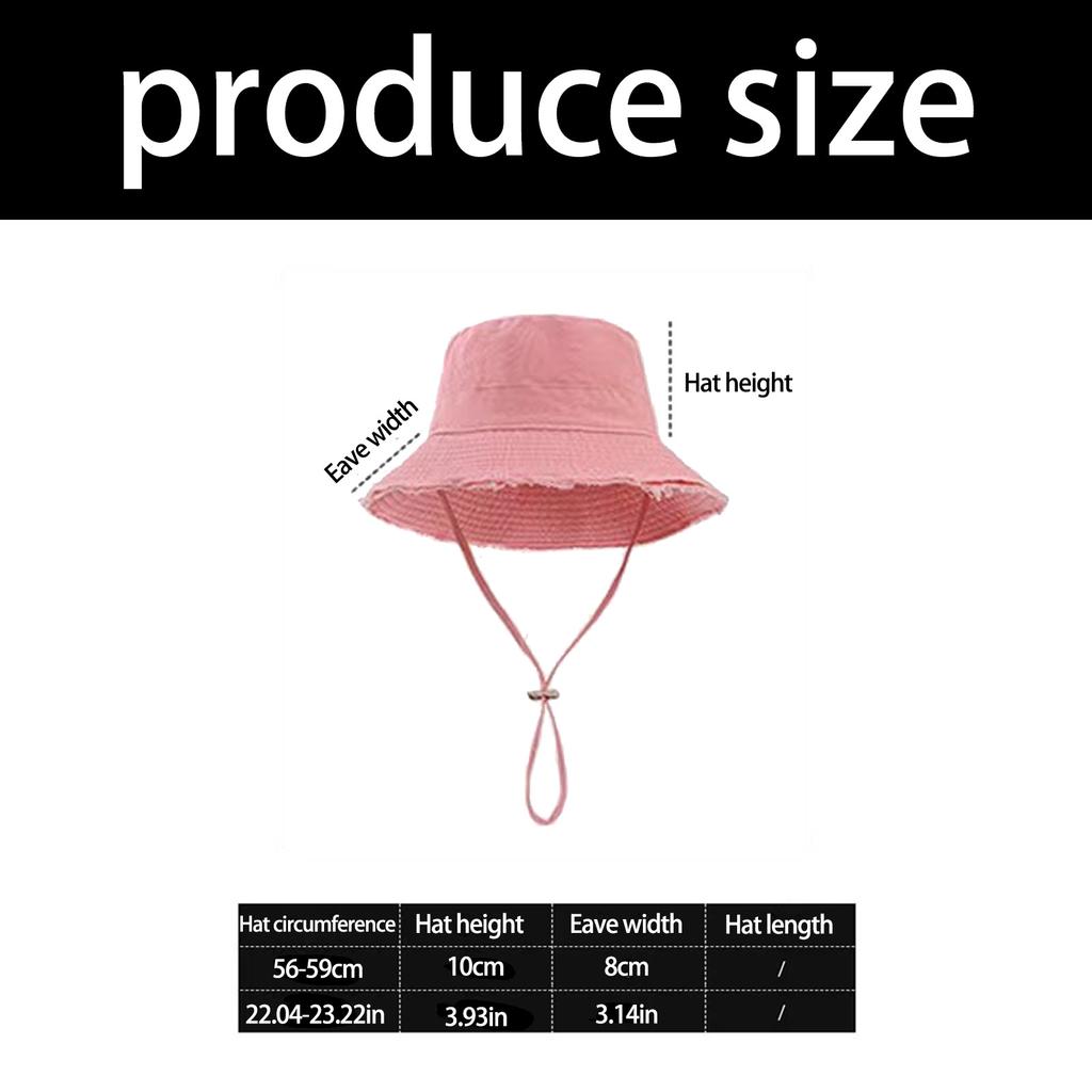 Distressed Wide Brim Bucket Hat For Women Outdoor Beach Travel Adjustable Drawstring Sun Protective Fisherman Hat