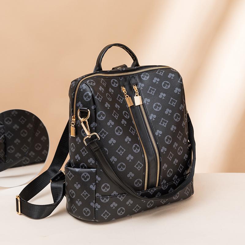 

Модный рюкзак с принтом, женский новый рюкзак большой вместимости в стиле ретро, противоугонный, многоцелевая сумка для отдыха и путешествий, сумка для мамы и ребенка