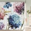 1 Pcs Retro Big Flowers Pattern Polyester Shower Curtain Partition Floral Bathroom Curtain with Hooks Home Decorative Curtain