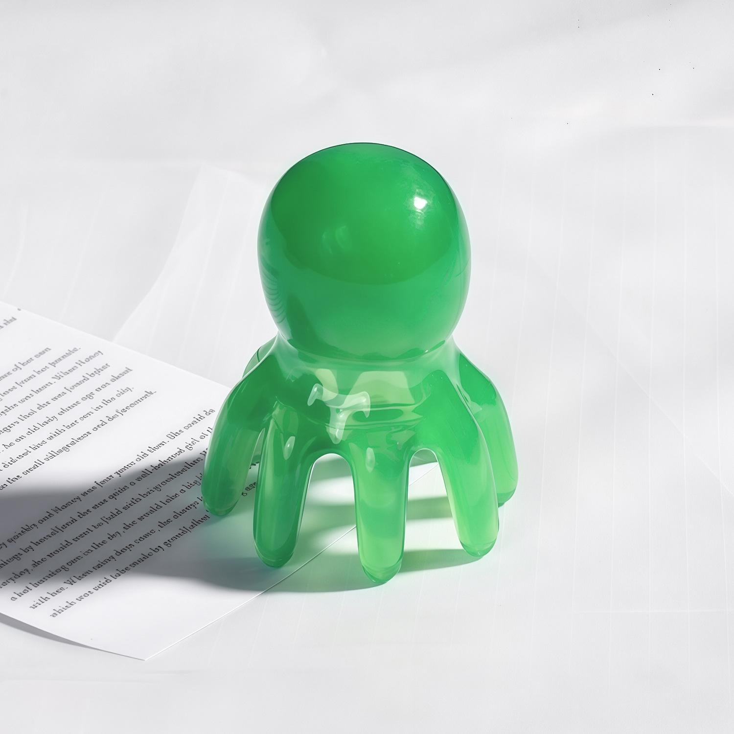 

Портативная расческа-осьминог с широкими зубьями для массажа кожи головы и акупунктурной терапии Octopus (green)