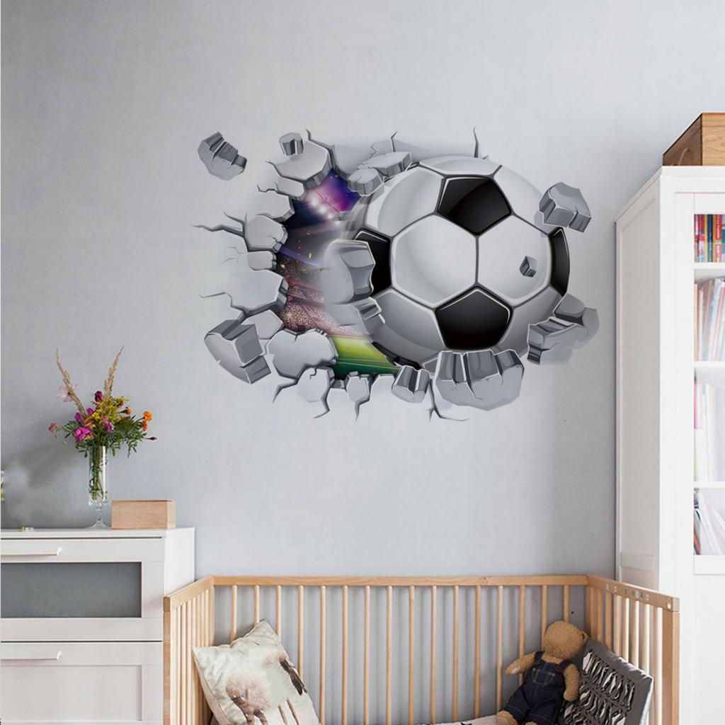 3D Football Wall Stickers,Football Wall Decals For Boys Room,Soccer Football Wall Art Decal For Boys Bedroom Soccer Room Decoration