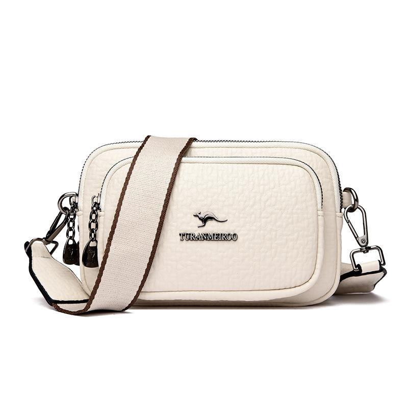 New Style of Women's Crossbody Bag Soft Leather Versatile Mother's Mobile Phone Fashionable One-shoulder Round Bag