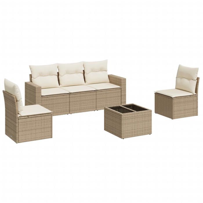 VidaXL Salon de Jardin avec Coussins 6 pcs, Canapés avec Pieds Réglables, Ensemble de Meubles d'Extérieur Patio Terrasse, 3251135