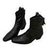 Chunky Pointed Toe Women Ankle Boots Sexy Designer Mid Heels Shoes 2025 Trend Winter Leather Fashion Pumps Chelsea Botas Mujer