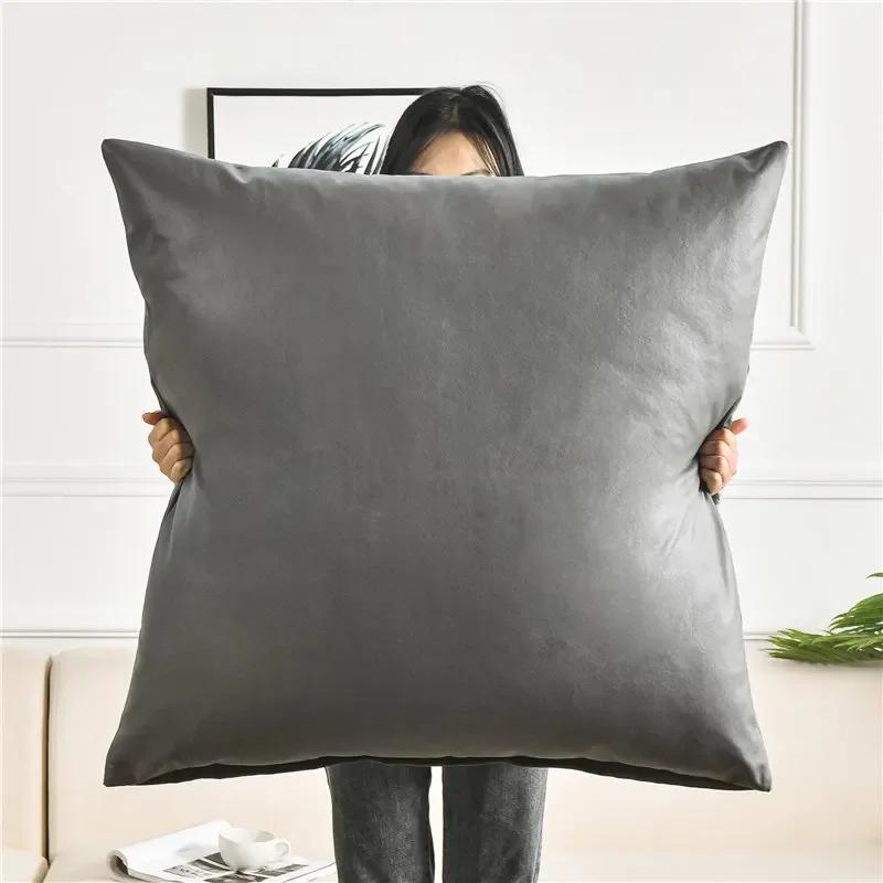 Чехол для подушки из искусственной кожи большого размера декоративная наволочка для сиденья автомобиля чехол для подушки для дома 50x50cm серый 4996₽
