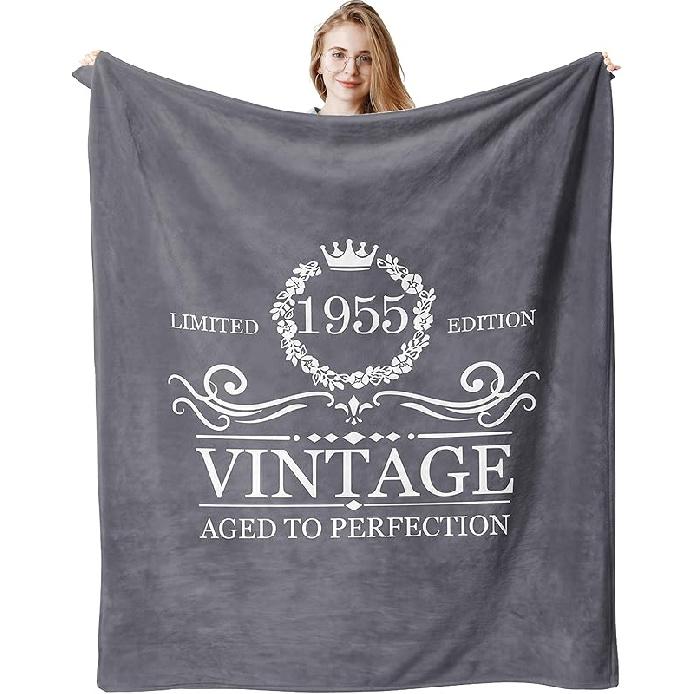 60th Birthday Gifts for Women, Happy Birthday Decorations 1965 Vintage, 60th Birthday Blanket Gifts for Mom, Funny Birthday Gift Ideas for Women, 60 50 x60
