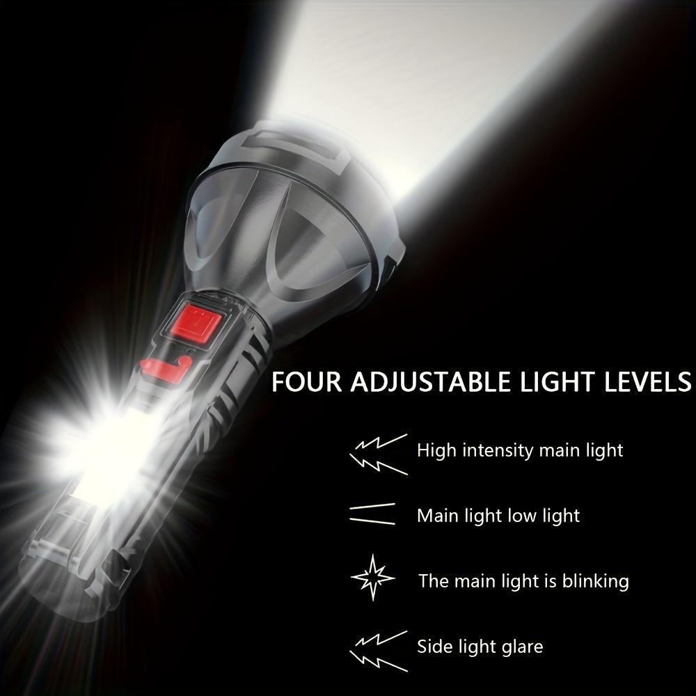 Ultra-bright Rechargeable Handheld Torch with COB Side Light, Four Lighting Modes, USB Charging