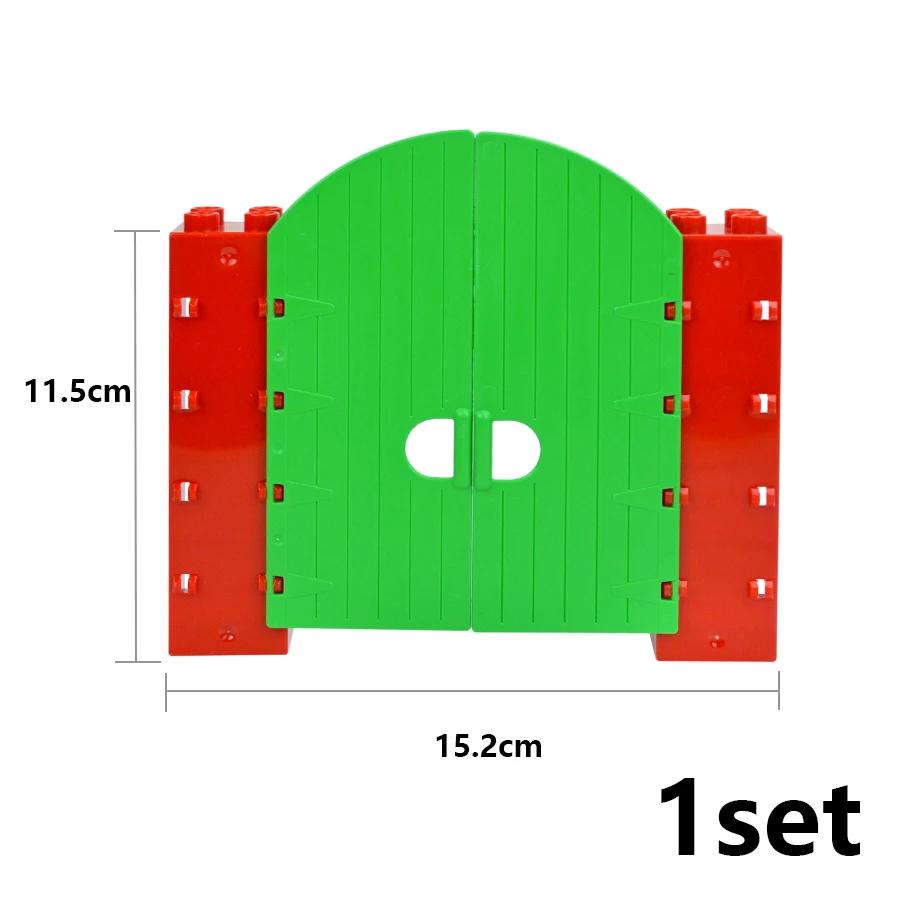 Big Size Building Blocks House Furniture Assemble Wall Fence Roof Door Window Construction Large Bricks Toys Compatible Duploes