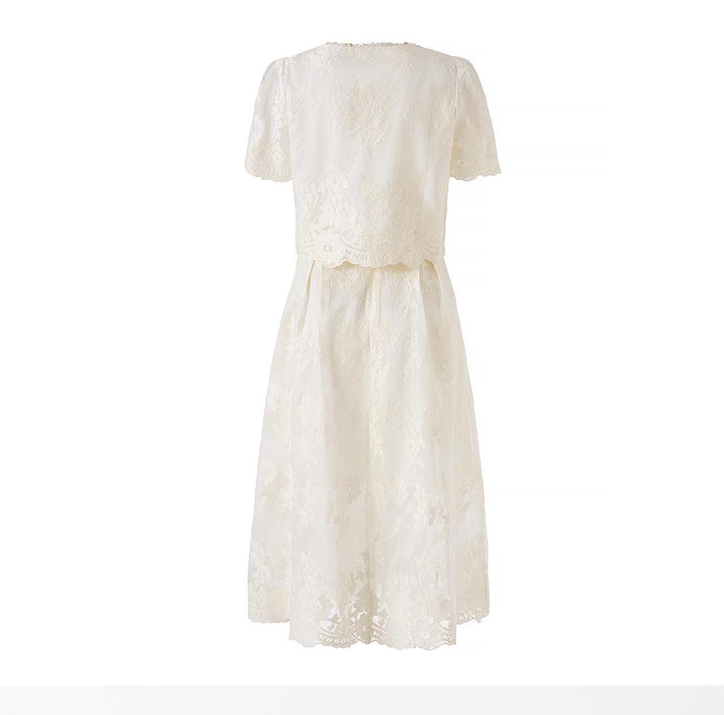 Tencel Cotton Short-Sleeved Embroidery Top + French Romantic Skirt Suit.