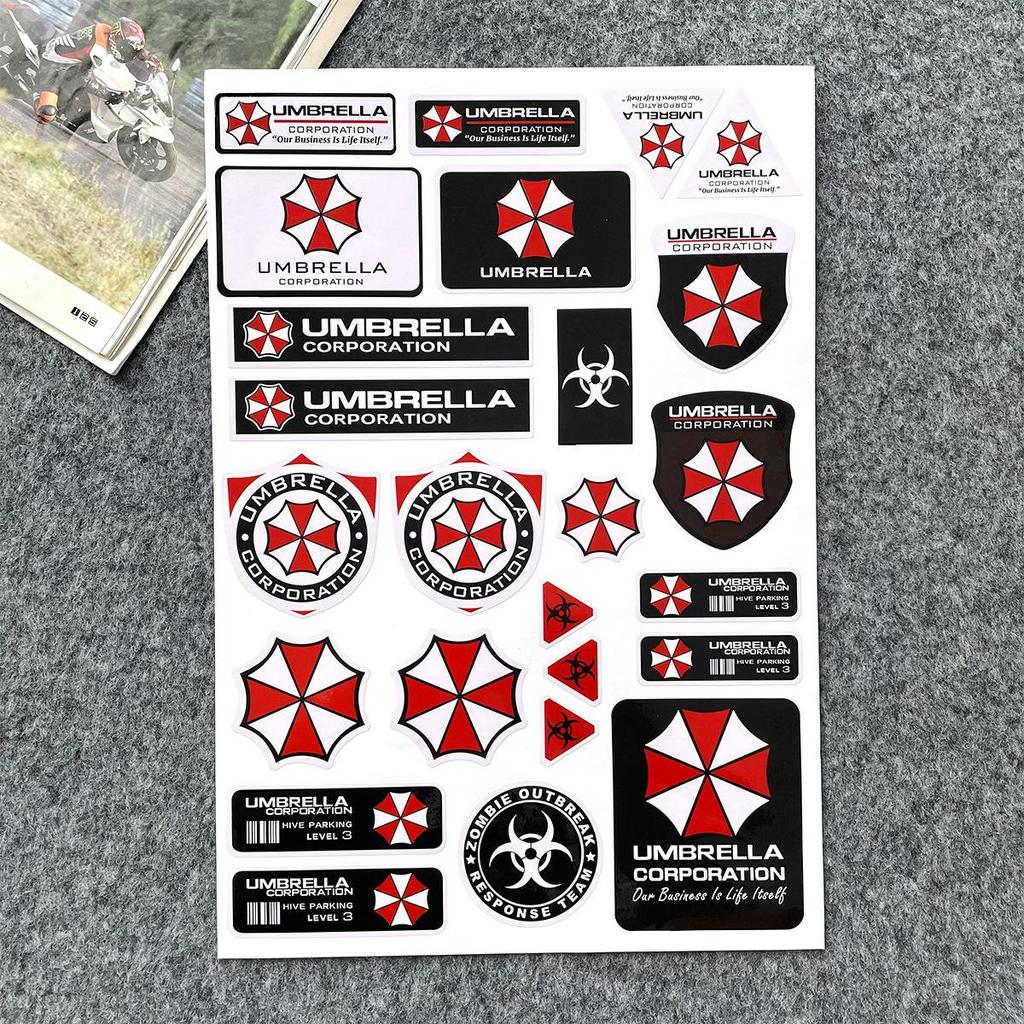 Наклейка на мотоцикл/автомобіль Resident Evil Umbrella: Водонепроникна та міцна наклейка