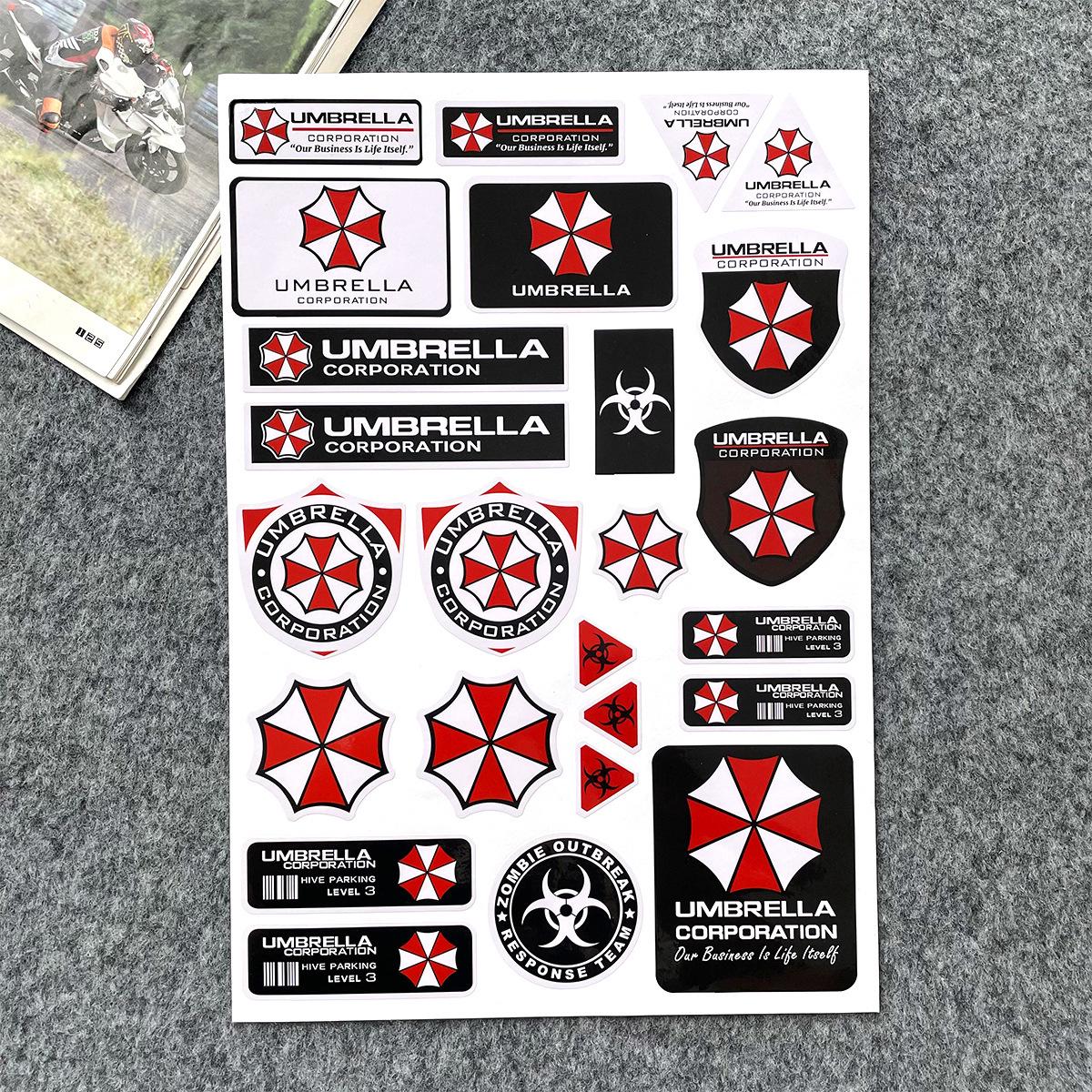 Наклейка на мотоцикл/машину Resident Evil Umbrella: Водонепроницаемая и прочная наклейка