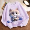 Cute Milk Tea Cat Round-neck Sweatshirt for Children, Fashionable Long-sleeved Casual Sweatshirt for Boys and Girls in Spring and Autumn